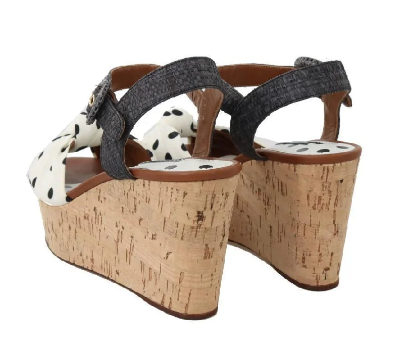 White Black Wedges Platform Sandals