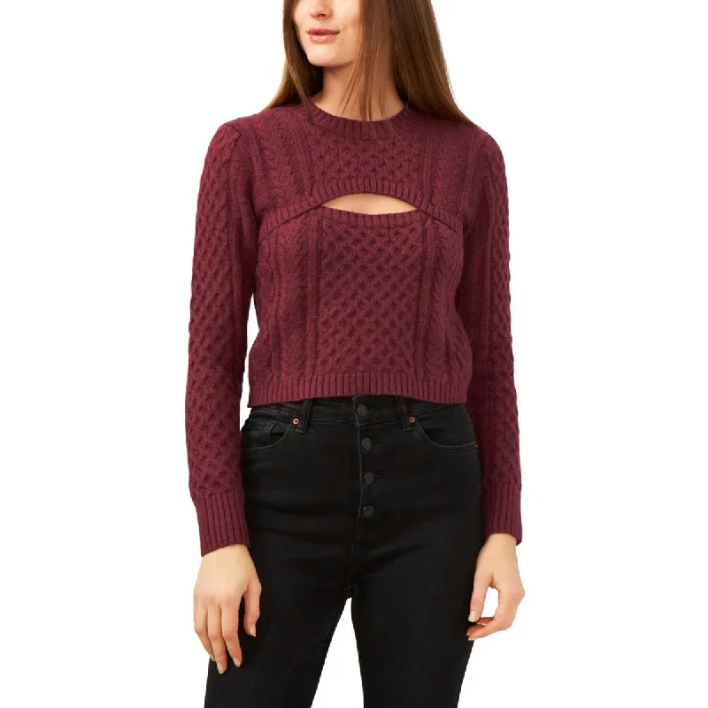 1.State Womens Crewneck Ribbed Trim Pullover Sweater