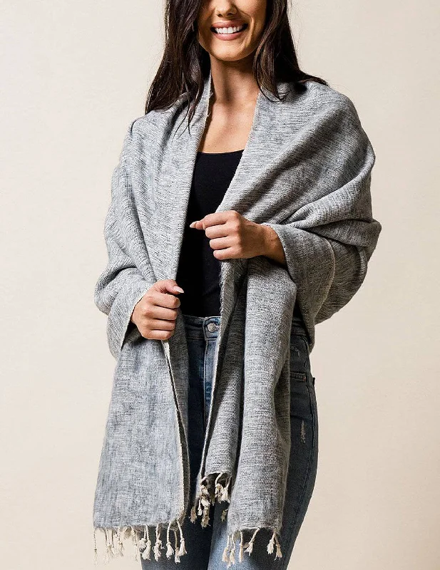 Himalayan Yak Wool Wrap - Grey Mist