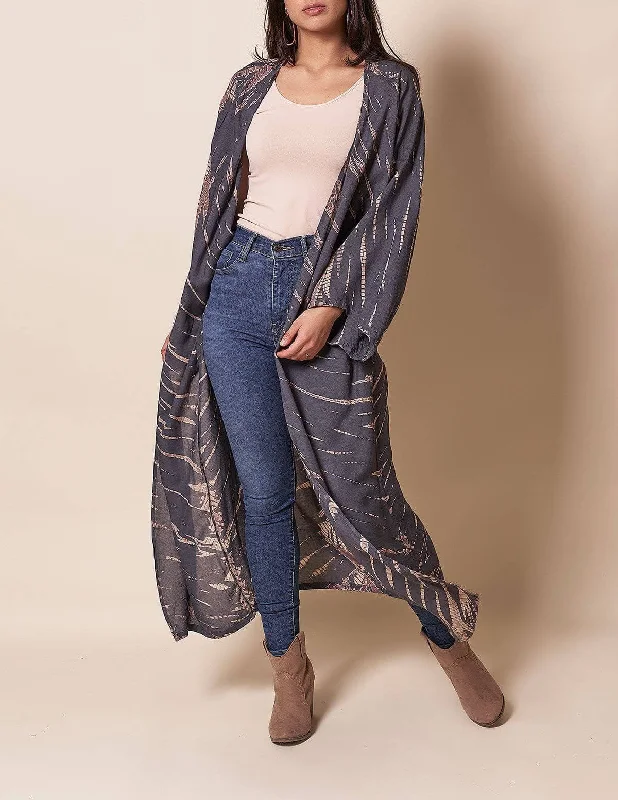 Shibori Kimono Wrap - Grey