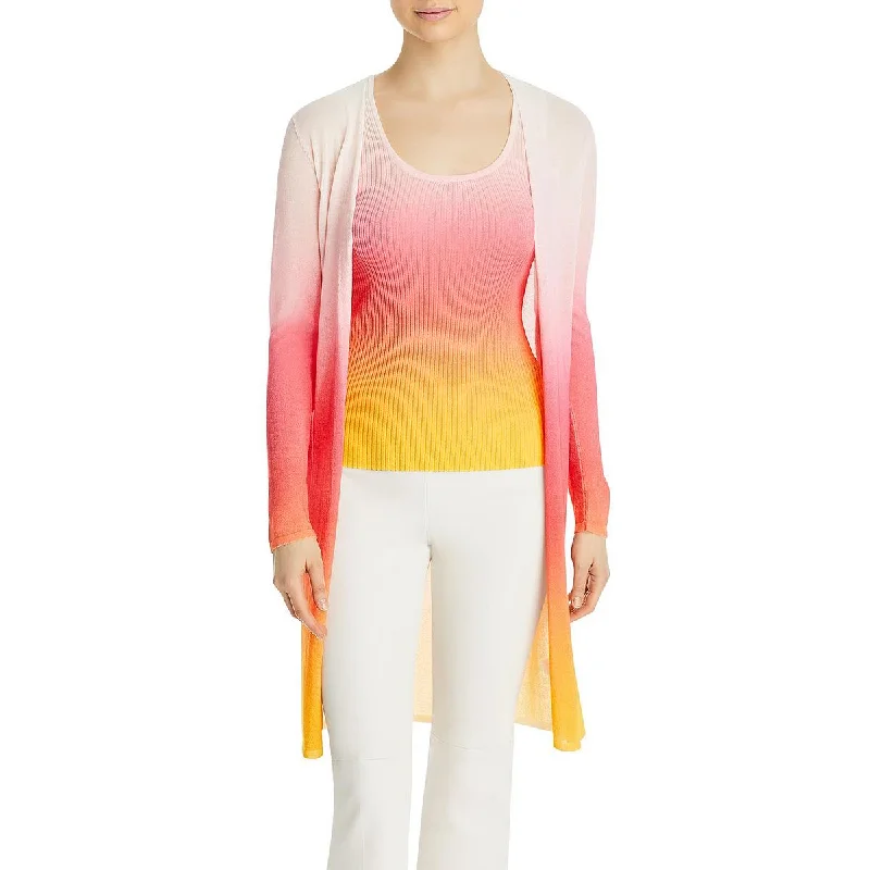 T Tahari Womens Two-Tone Open-Front Cardigan Sweater