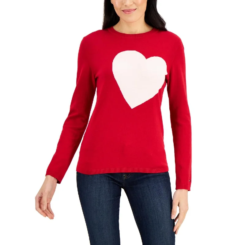 Tommy Hilfiger Womens Heart Cotton Graphic Crewneck Sweater