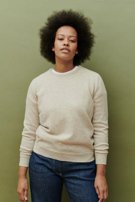 Women's Lambswool Crew Neck - Linen