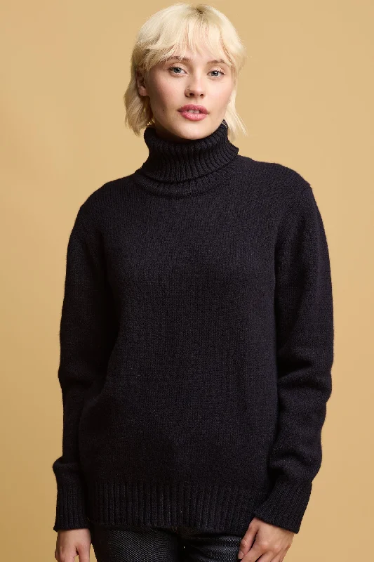 Women's Lambswool Roll Neck - Navy