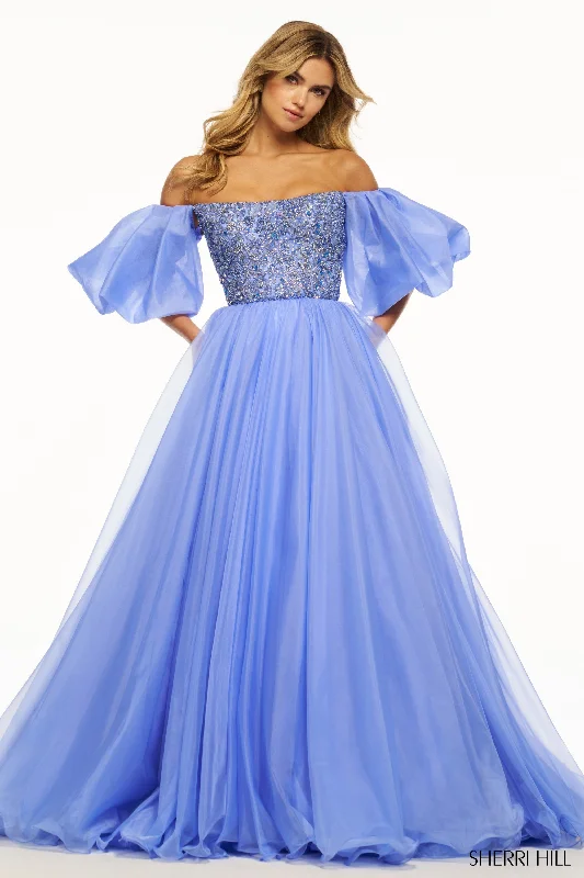 Sherri Hill 56052 Strapless Neckline Ball Gowns Organza Evening Gown