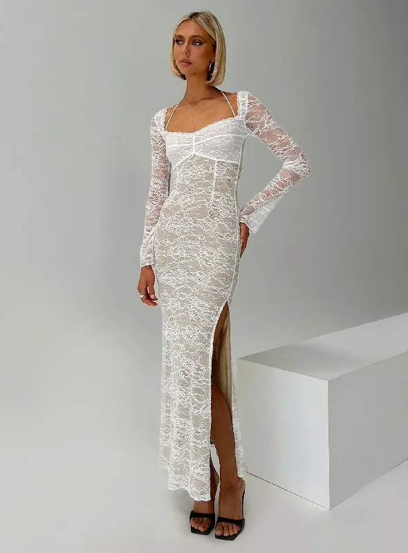 Aubriella Lace Maxi Dress Cream