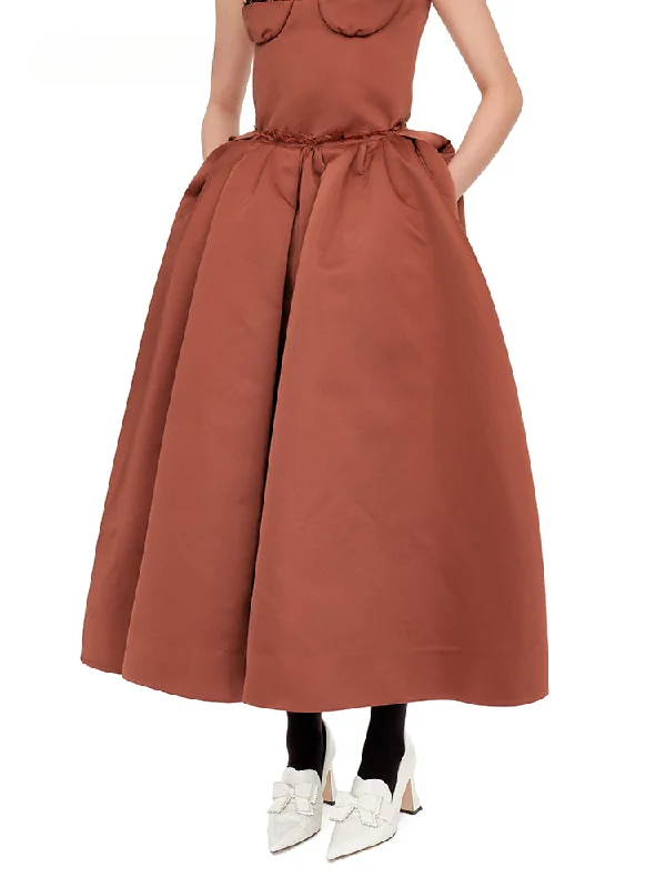 Chestnut Brown & Black Vintage Asymmetrical Skirt