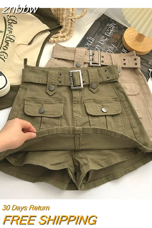 znbbw Fashion Y2K Streetwear Style High Waist Mini Skirt 2023 Spring Women's Big Pocket Cargo Shorts Culotte Lady Skirts