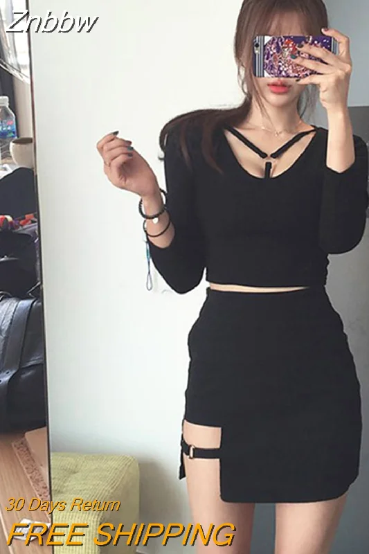 Znbbw Style Black Package Hip Skirts Irregular Hem Pencil Micro Mini Skirt Sexy Slim Women Party Skirts