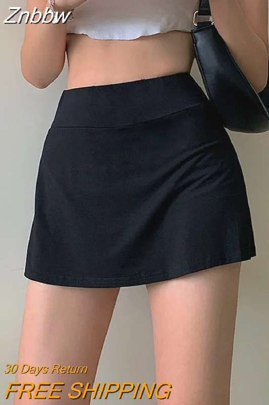 Znbbw women's fashion mini skirt y2k dark casual short skirt Cute irregular split casual simple high waist elastic sports skirt