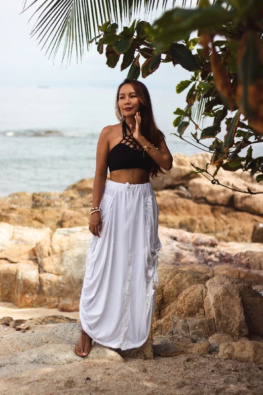 Convertible Maxi Skirt Palazzo Pants White