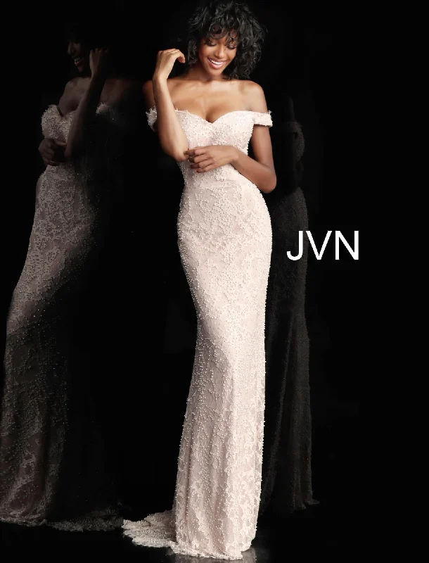 Jovani 66695 Off Shoulder Formal Lace Prom Gown