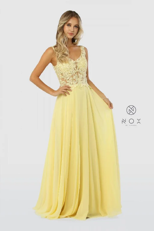 Long Yellow Formal Dress Evening Gown