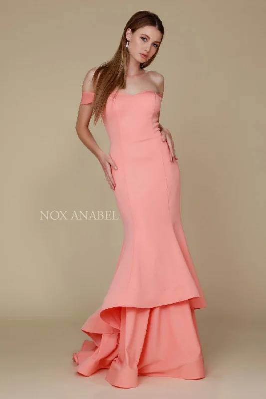 Long Prom Dress Formal Evening Tiered Mermaid Gown