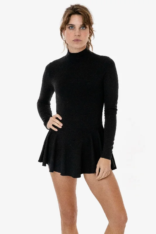 PON410 - Ponte Long Sleeve Mockneck Skirted Leotard