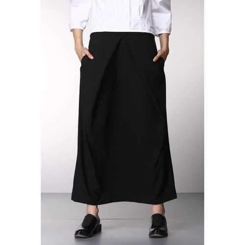 OL Style Black Long Skirt - Black S