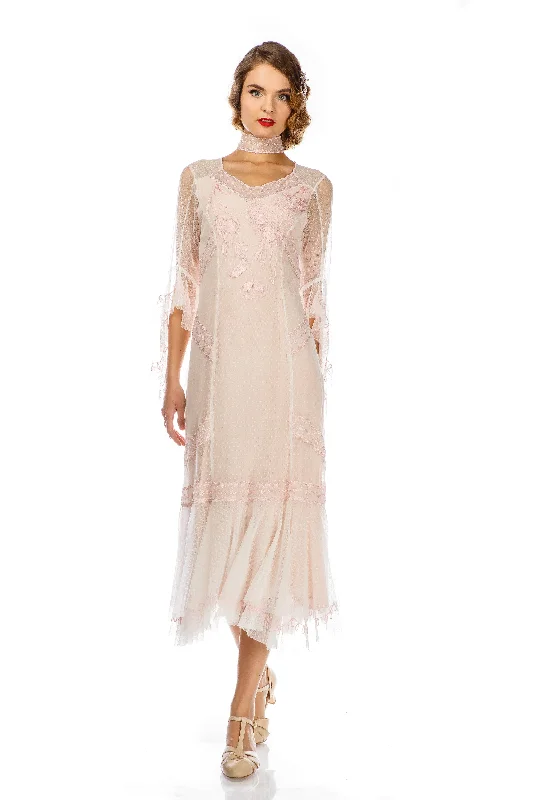 1920s Style Dress 40825 in Ivory-Pink by Nataya