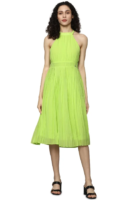 Allen Solly Women's Polyester Modern Calf Length Dress (AHDRCRGFS78559_Green