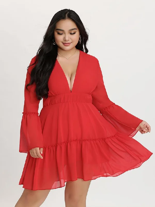 Chiffon Plugging Ruffle Dress