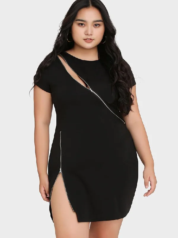 Cut Out Zipper Dress