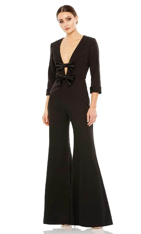 Ieena Duggal A27033 - Bow Detailed Quarter Sleeve Jumpsuit