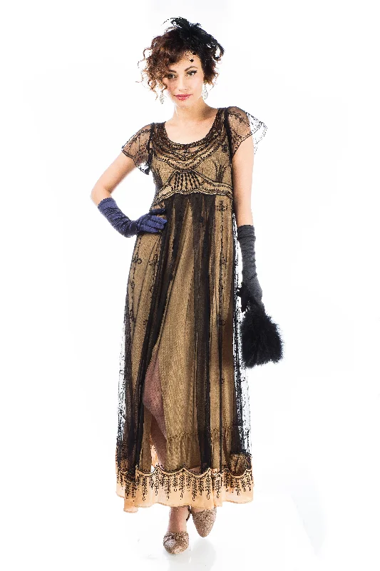 Izabella Victorian Style Dress in Black Gold by Nataya