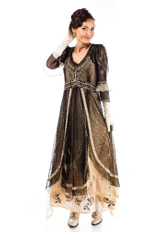 Kayla 1920s Titanic Style Dress in Black by Nataya