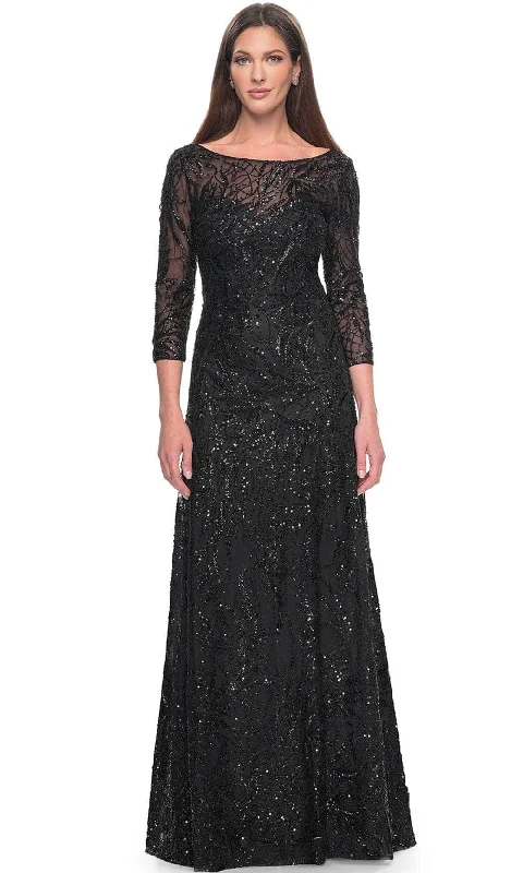 La Femme 31690SC - Embellished Quarter Sleeve Formal Dress