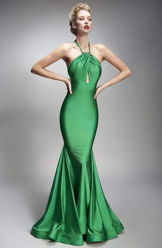 Nicole Bakti - 6891 Halter Ruched Mermaid Dress