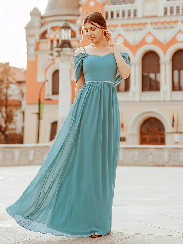 Pretty Floor Length Bridesmaid Dress with Spaghetti Straps