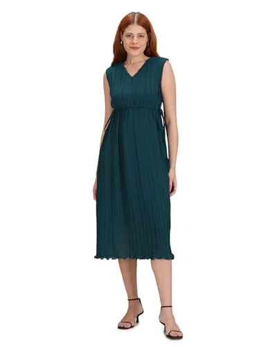 U.S. POLO ASSN. Women's Polyester A-Line Knee-Length Dress (UWAW22DRS053_Teal