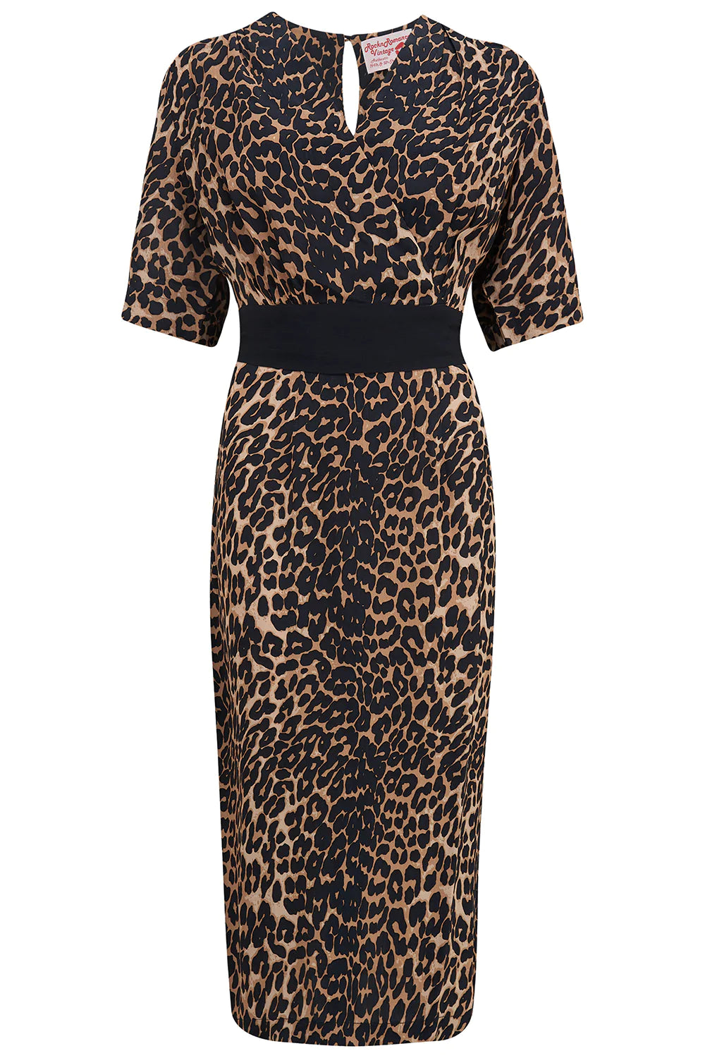 The “Evelyn" Wiggle Dress in Leopard Print by Rock n Romance, True Late 40s Early 50s Vintage Style