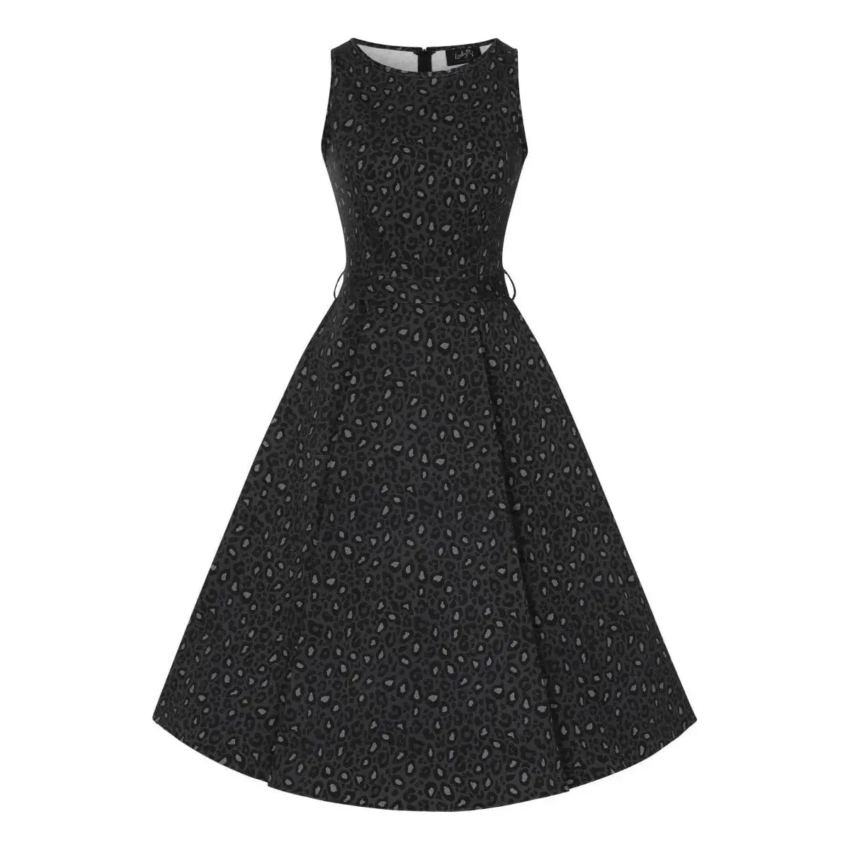 Hepburn Dress - Black Leopard Print