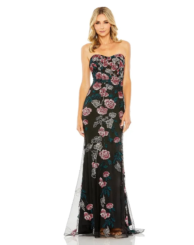 Mac Duggal 20581 Long Strapless Floral Embroidered Dress