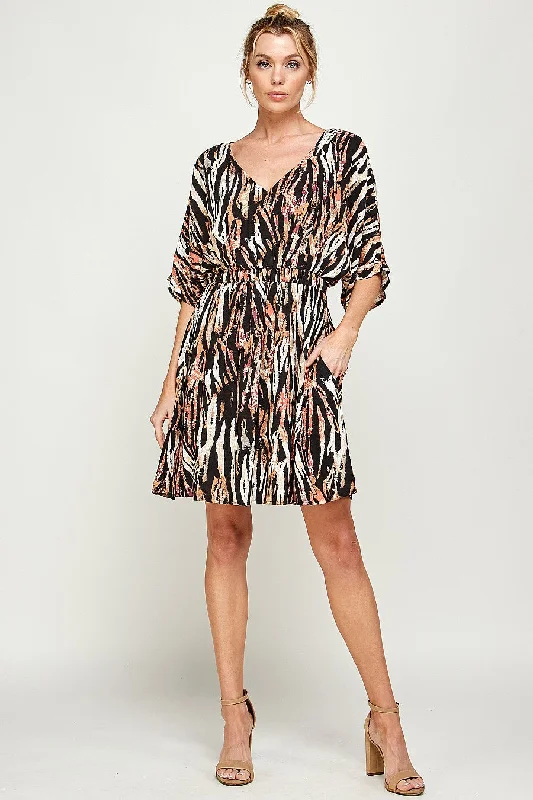 Short Zebra Print Pocket Dress