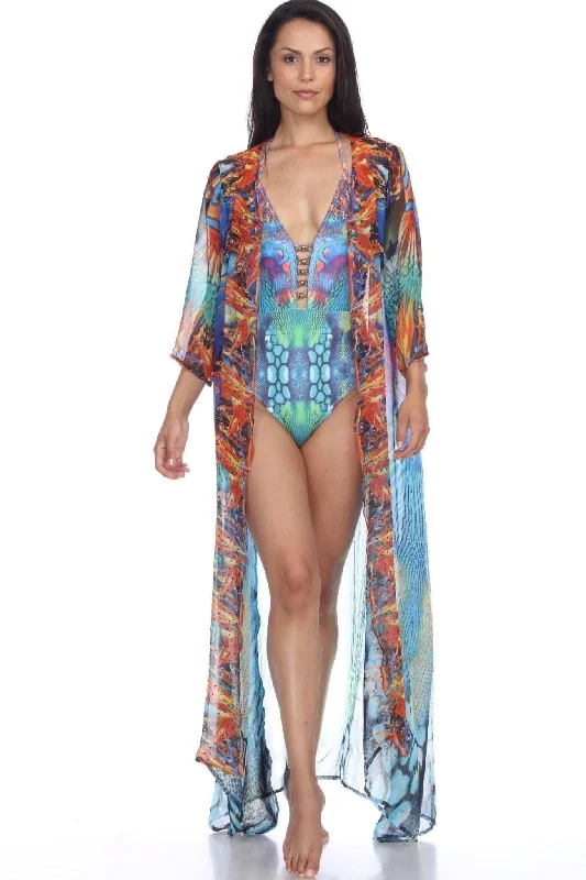 Womens Fashion Print Kimono Casual Cardigan Loose Cover up