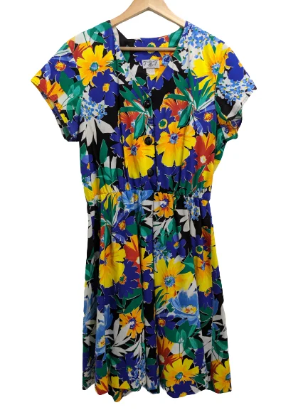 [XL] Vintage 80s Bright Floral Dress