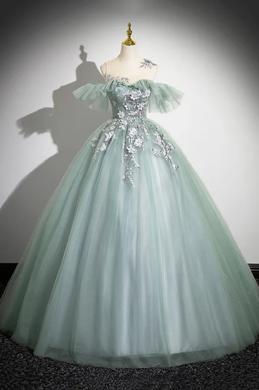 Beautiful Tulle Lace Floor Length Prom Dress