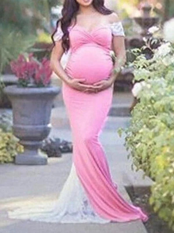 Lace Mermaid Off Shoulder Baby Shower Pregt Maternity Dress