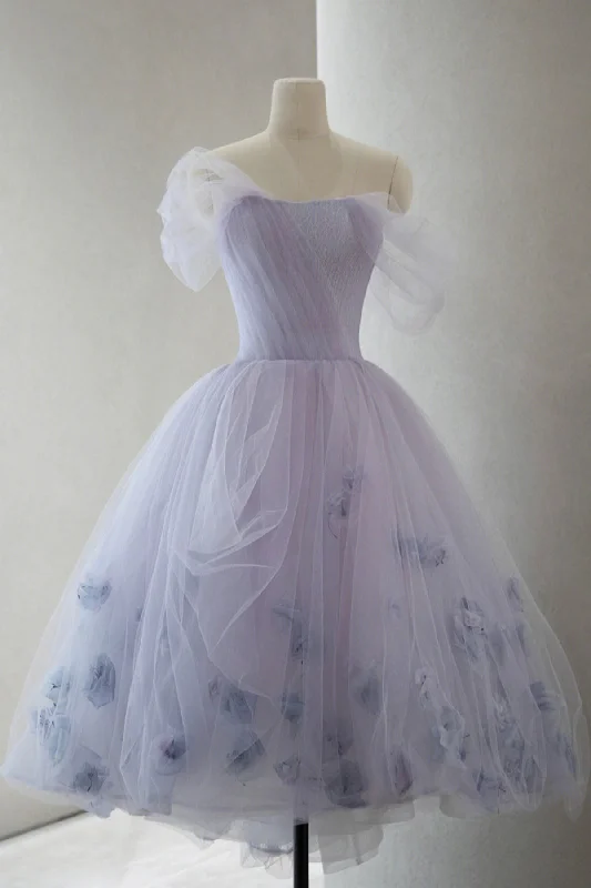 Purple Tulle Short Prom Dress