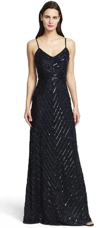 Adrianna Papell - Spaghetti Strap Sequined V-Neck Dress 91905320SC