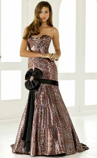 Blush by Alexia Designs - 9284SC Sequined Animal Print Trumpet Dress