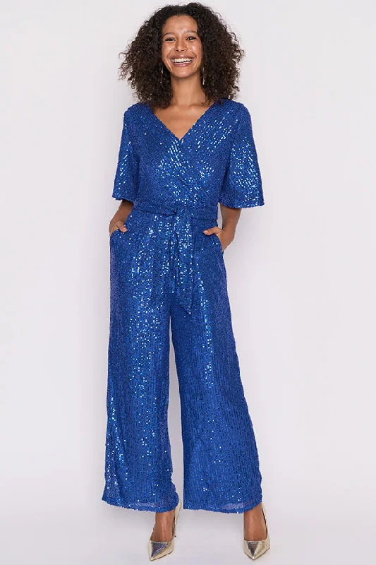 Skyla Cobalt Sequins Party Jumpsuit