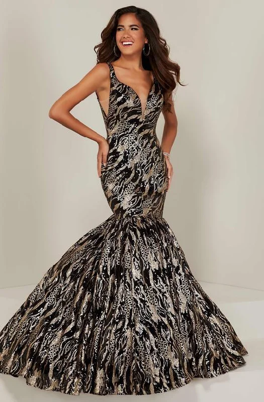 Tiffany Designs -16361SC Sleeveless V-Neck Sequin Trumpet Gown