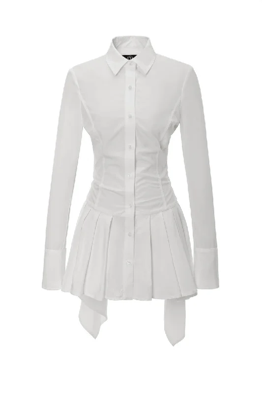 [ODD ONE OUT] SS 24 (ODDONEOUTXKHAKIPOINT) DRAPE SHIRT DRESS WHITE