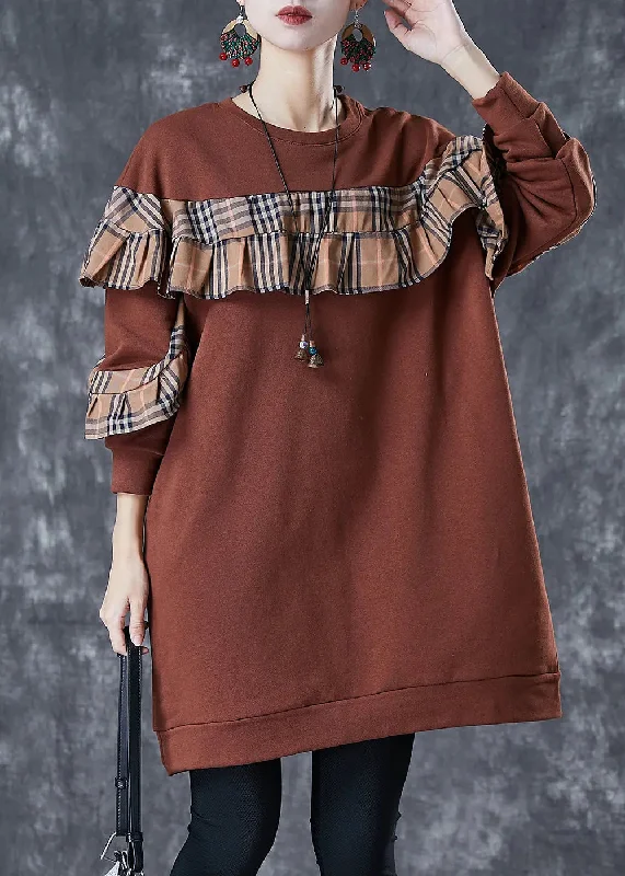 Ruffled Cotton Sweatshirts Dress Fall