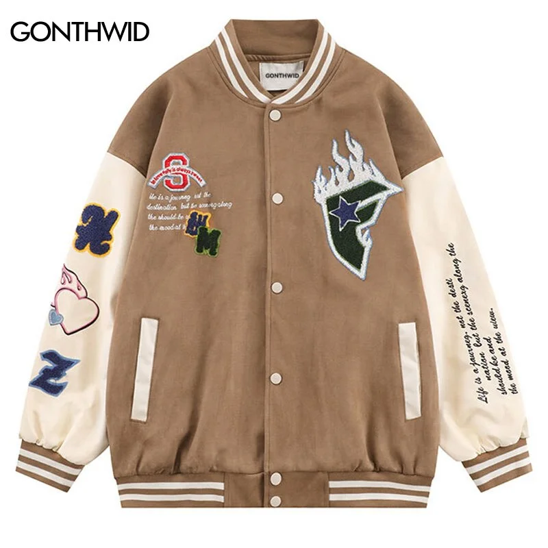 Men Baseball Bomber Jacket Hip Hop Embroidery Letter Streetwear Baseball Coat 2023 Casual Leather Sleeve Patchwork Varsity Coats