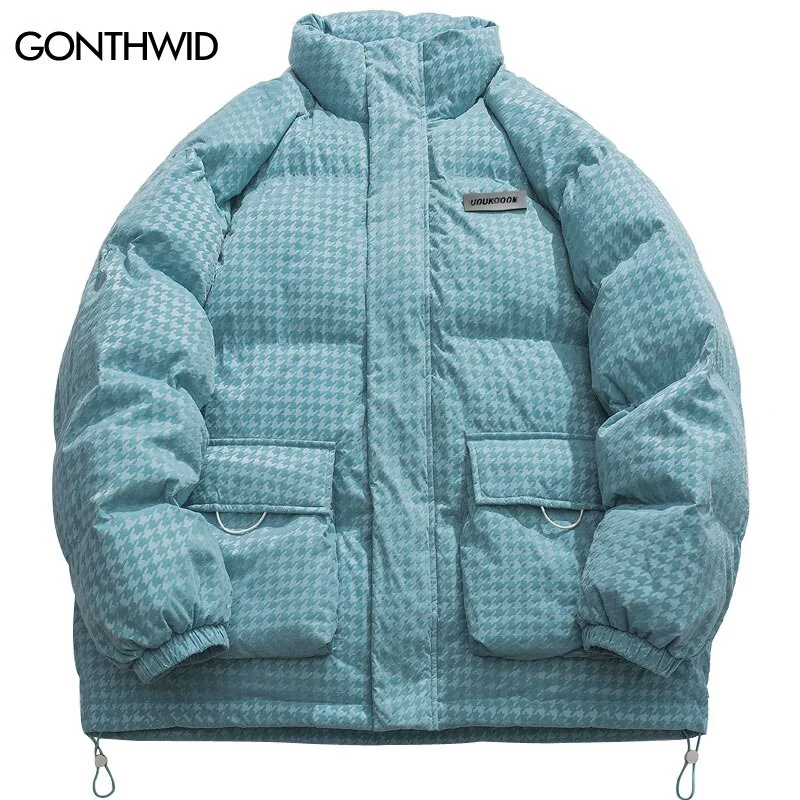 Men Winter Jacket Parkas Harajuku Big Pockets Thicken Warm Padded Bubble Puffer Jackets 2023 Hip Hop Casual Solid Coats