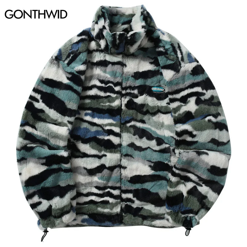 Mens Faux Fur Coat Streetwear Y2K Hip Hop Tie Dye Stripes Zip Up Fluffy Fleece Jackets 2023 Harajuku Casual Plush Jacket