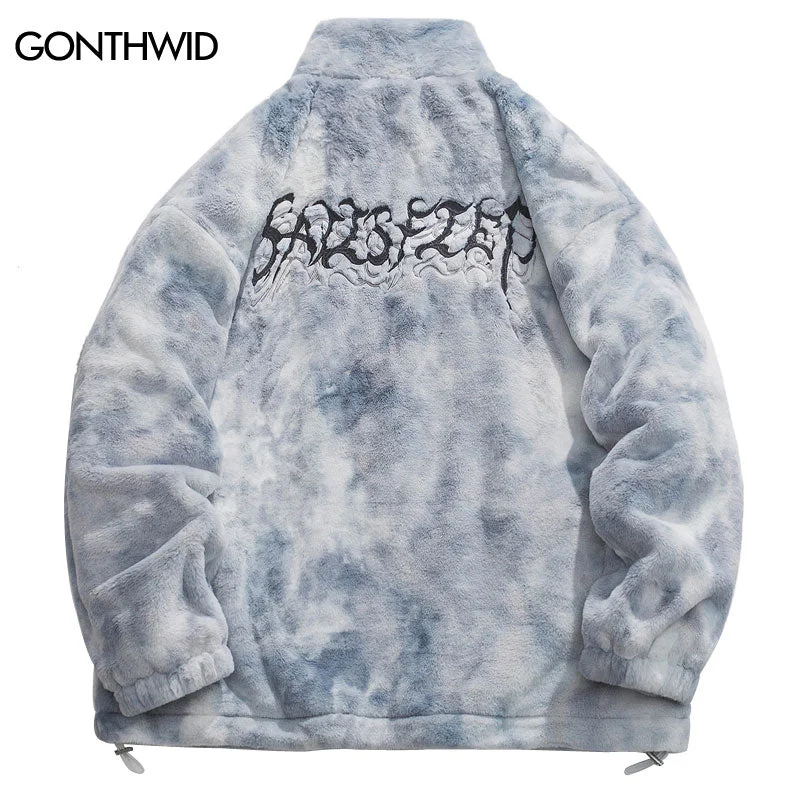 Winter Faux Fur Fuzzy Fluffy Coat Men Parkas Streetwear Hip Hop Embroidery Letter Thick Warm Jackets 2023 Harajuku Casual Coats